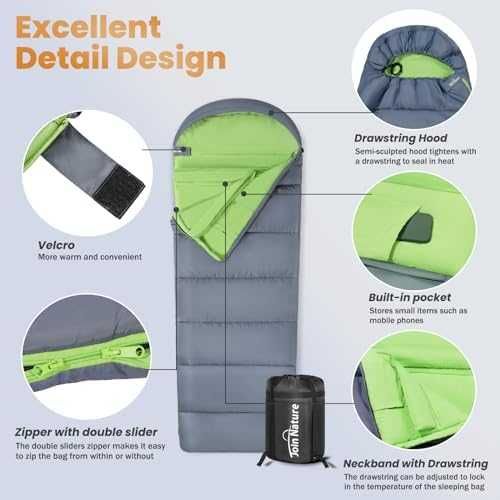Нов XL водоустойчив спален чувал 3-4 сезона, топъл и лек, 80x220 см