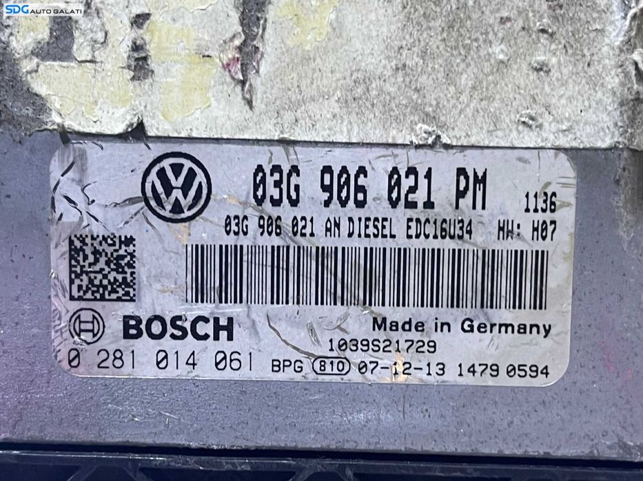 ECU Calculator Motor Volkswagen Jetta 3 1.9 TDI BXE 2006 - 2011 Cod 03G906021PM 0281014061 [L2219]