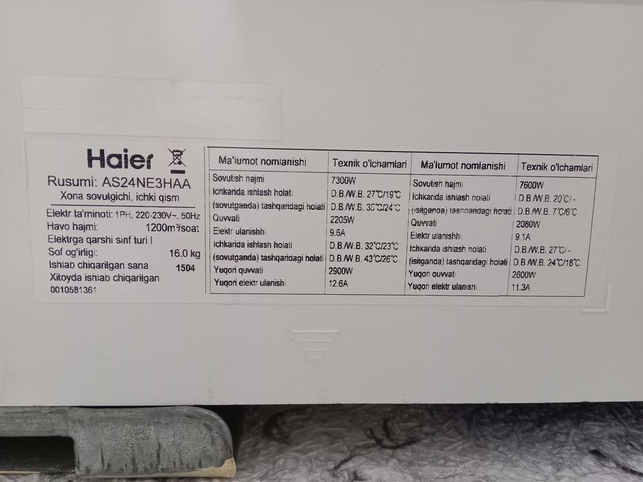 Haier Konditsioner 12 talik