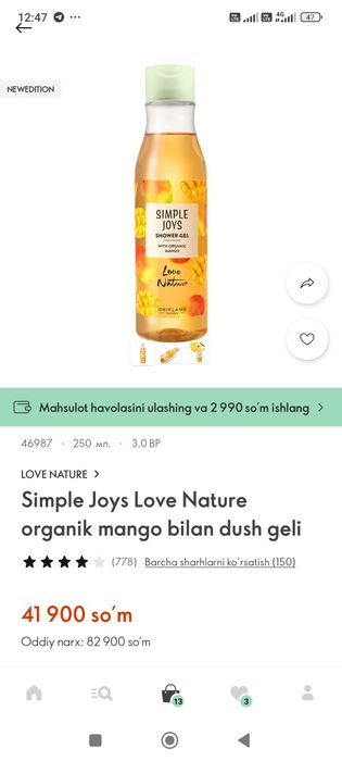 Oriflemdan 500 xel maxsulotlar Buxoro böylab dastafka bor