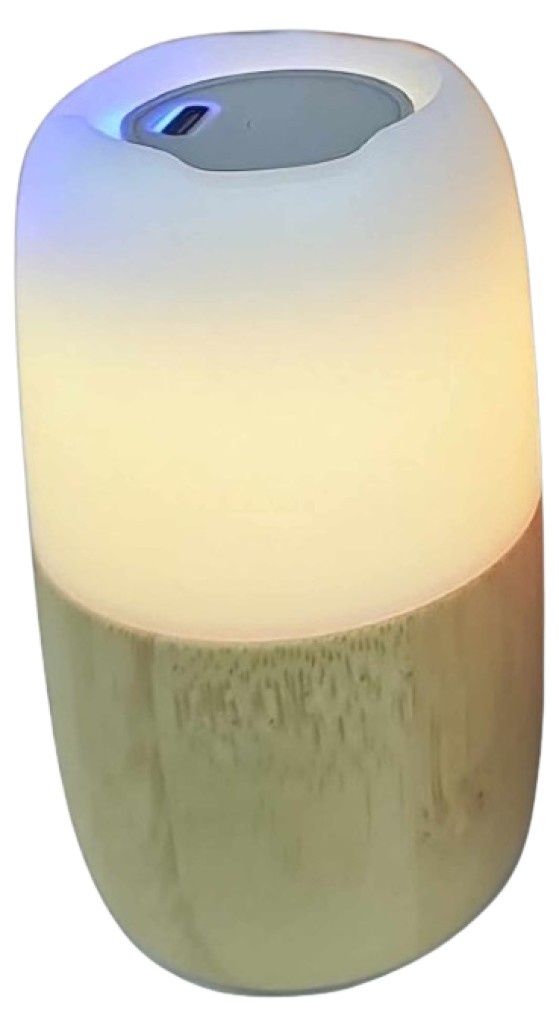 Преносима светеща колонка от бамбук с LED светлини