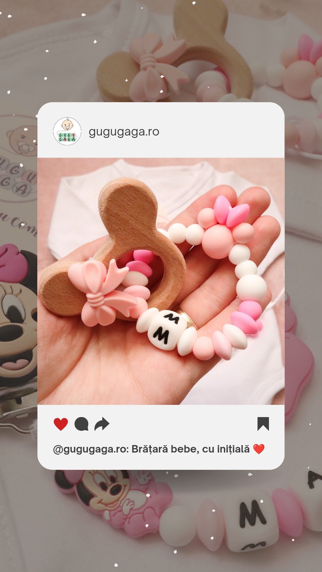 Set cadou pentru bebeluși botez  set cu lănțișor suzetă personalizat