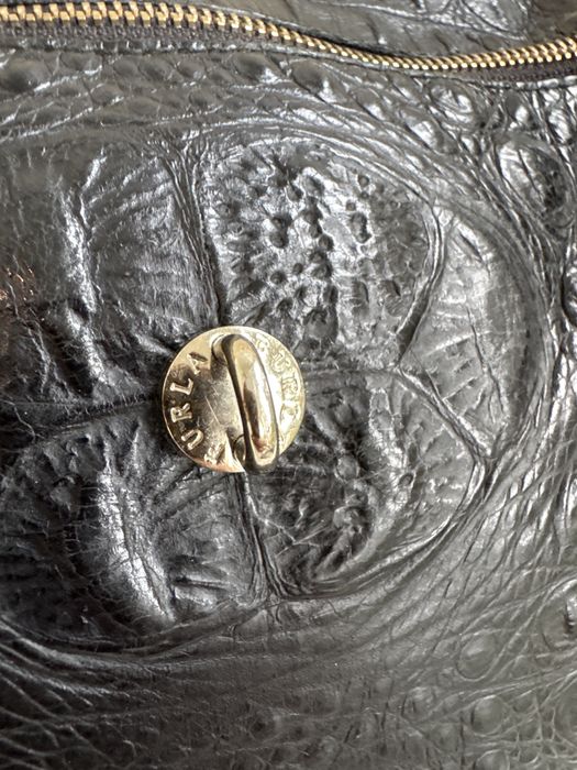 Furla черна кожена чанта голям размер