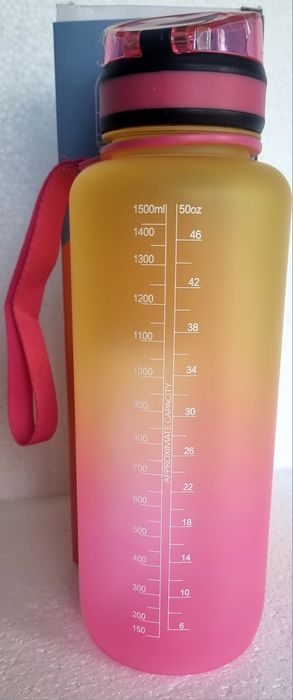 Бутилка за вода 32oz с мотивационни цитати и маркери за време, дизайн