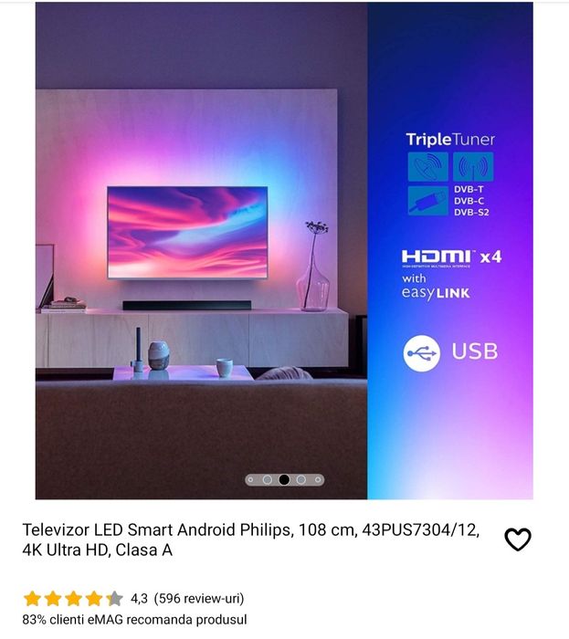 The one tv philips ambilight 108cm