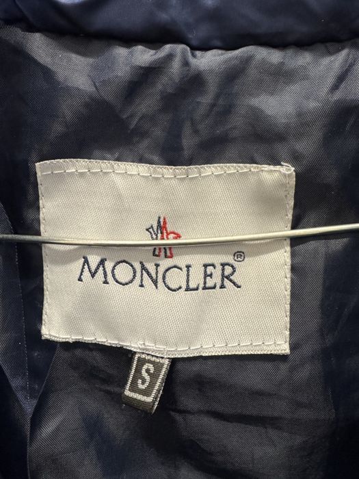 Geacă Moncler originală, puf natural, albastru marin, unisex