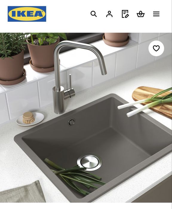 Chiuvetă încorporată Ikea - 1 cuvă, gri-bej compozit cuarţ, 56x46 cm