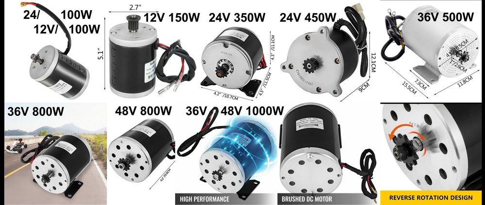Motoare cu perii 24-36V-48v 500W-800W-1000W DC bicicleta electrica