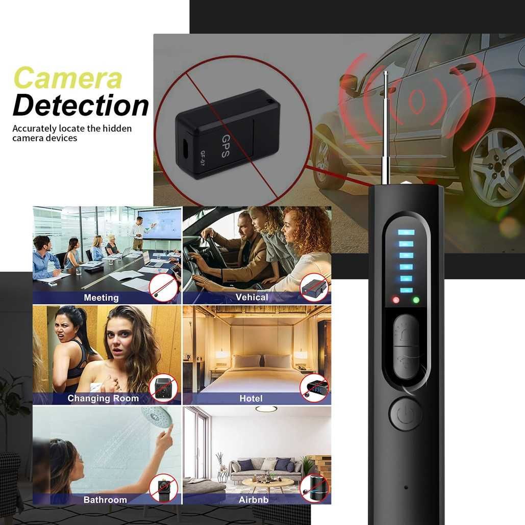 Detector portabil Aparate Spionaj, camere ascunse, microfoane ascunse
