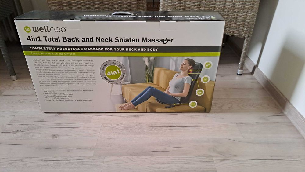 Husa masaj Wellneo 4 in 1 Shiatsu lombar cervical cu incalzire