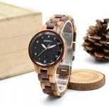 Дървен дамски часовник BEWELL Black Starry Sky