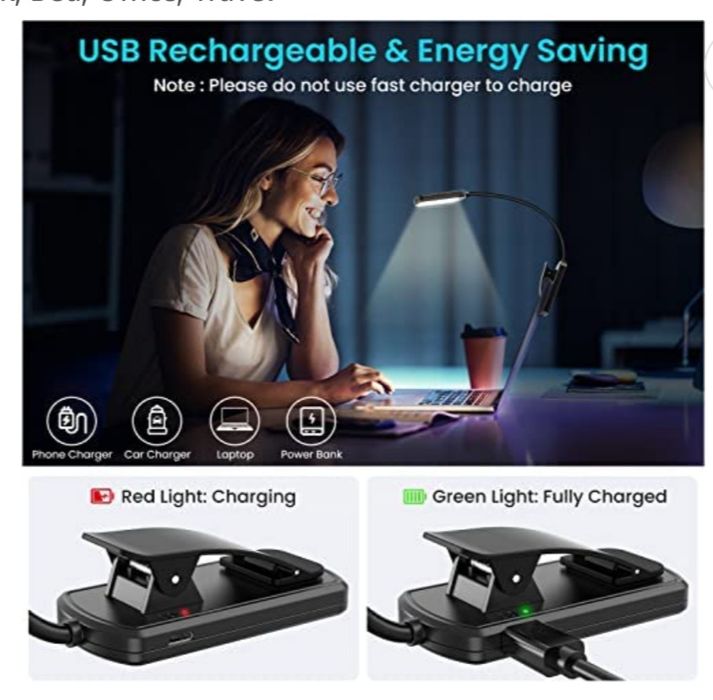 Lampă de lectură Clemă pentru cărți, Lampă pentru cărți cu 9 LED-uri r