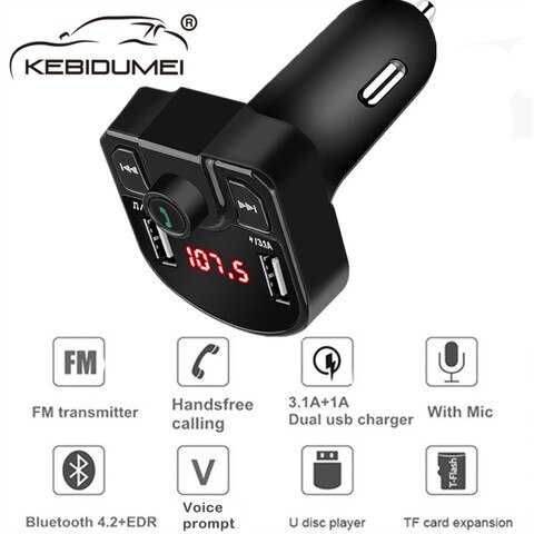 Безжичен трансмитер за кола зарядно 3.1А Bluetooth 4.2 FM MP3 Player
