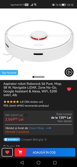 Roborok S6 pure, aspirator