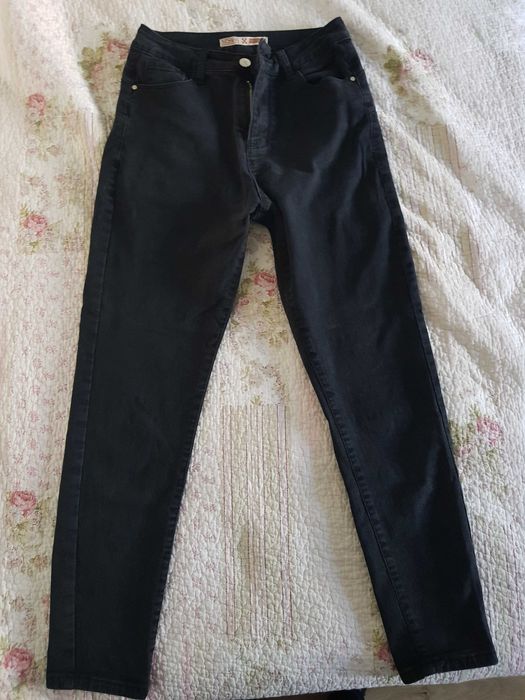 Черни тип дънки-панталон памук 2бр. р-р S/XS