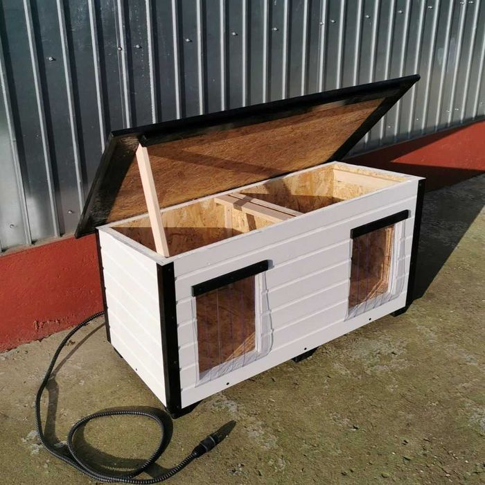 Cusca Caine Izolata Dubla cu Incalzire Electrica Alba Garantie