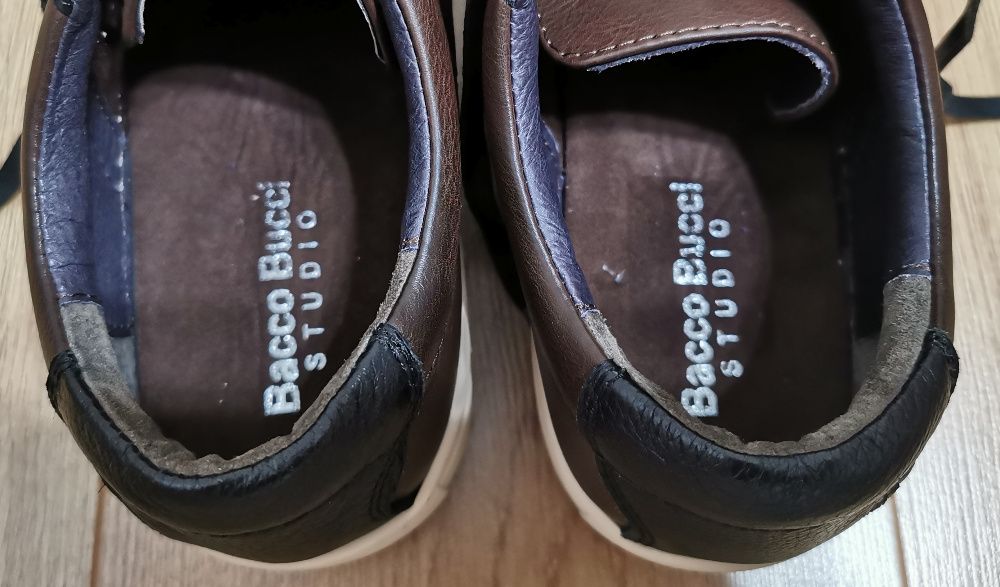 Pantofi barbati Bacco Bucci Studio Brown Leather Sneakers, 43, noi
