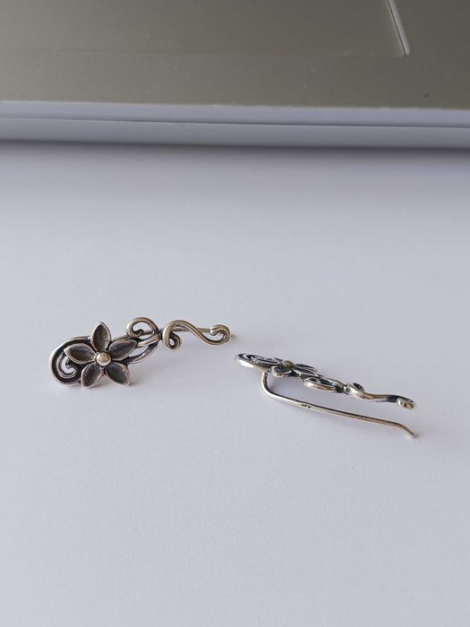 Сребърни обеци, проба 925, тип фиба, родирани, нови,