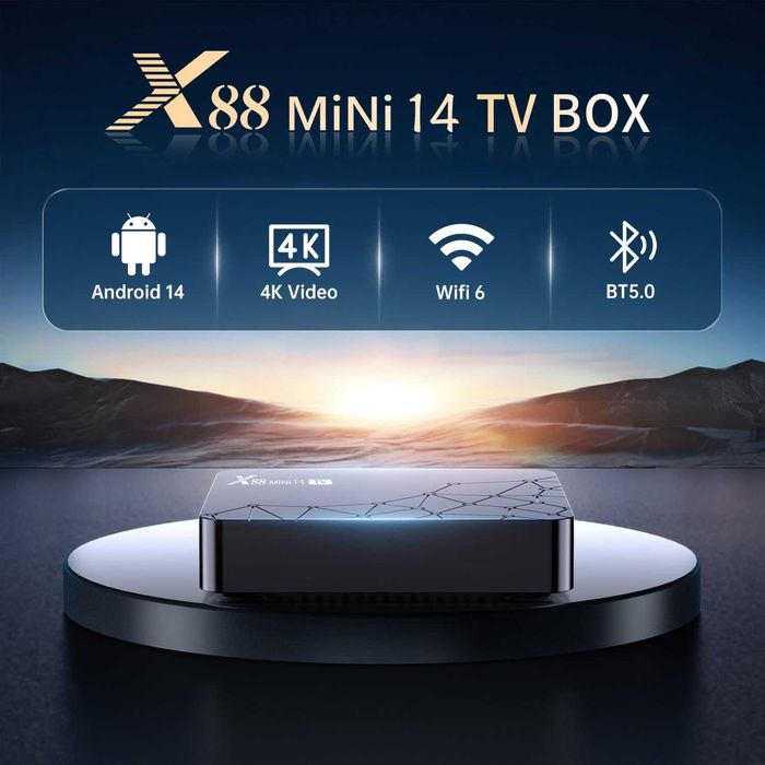 Нов ТВ Бокс X88 Mini 14 с Android 14 WiFi 6 4K 2GB 16GB