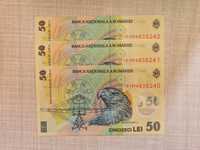 3 bacnote de 50 dei în serie