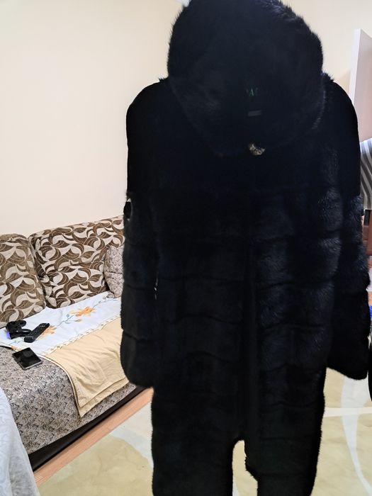 Шуба норковая с капюшоном
