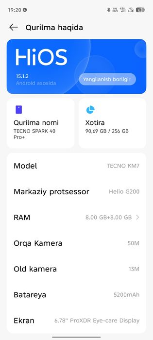 Holati ideal Tekno cparc 40 proʻ pilus