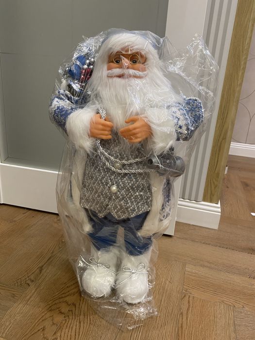 Санта клаусы 60 см новые в красивой синей шубке