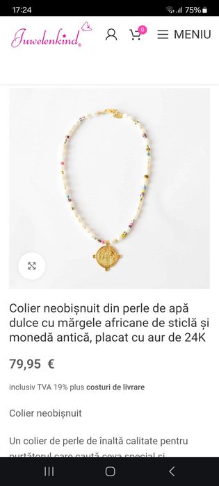 Colier perle și placat cu aur