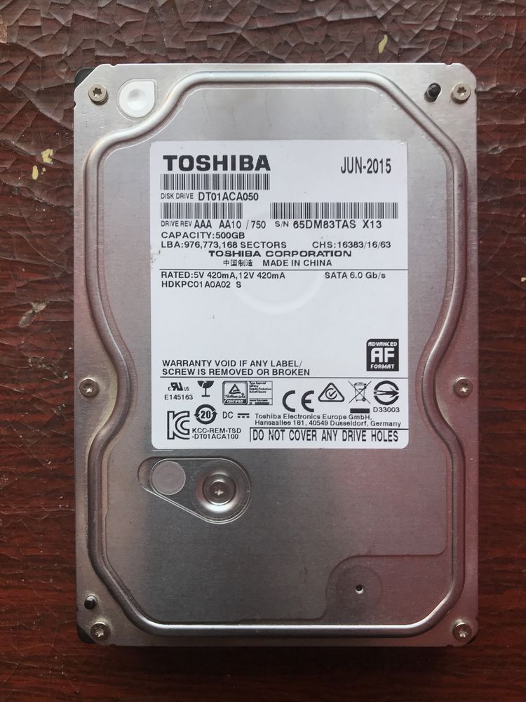 Жоский диск TOSHIBA DT01ACA050