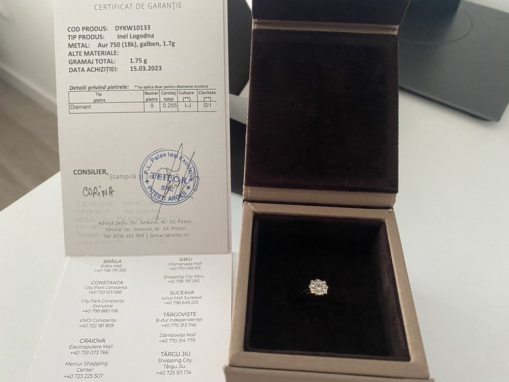 Inel Aur 18k si diamante naturale Teilor