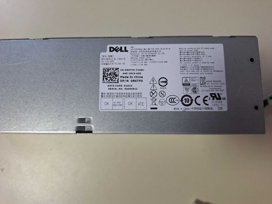 Dell Optiplex 8+4 Pin Power Supply 180W, 3040 3050 3046 5040 7040 7050