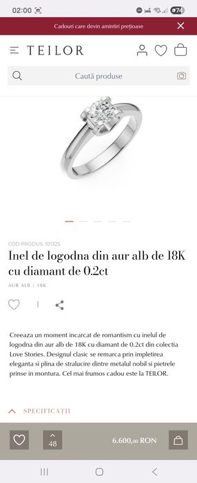 Inel de logodna Teilor cu diamant