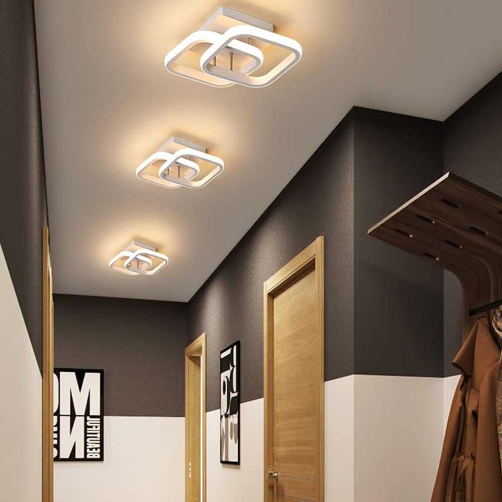 LED плафониера абажур 22W 2 форми, Квадратни,Топла светлина 3000K, Бял