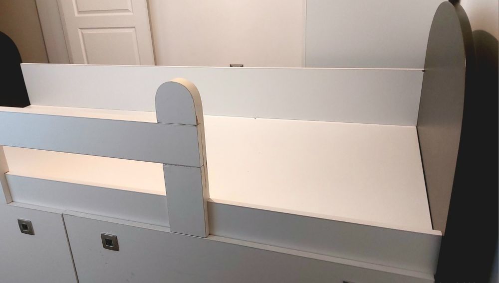 Pat pentru copii 80 x 190 cm, cu somieră și sp. depozitare, alb/wenghe