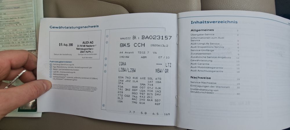 Usi usa Audi A4 B8 break cod LZ8W