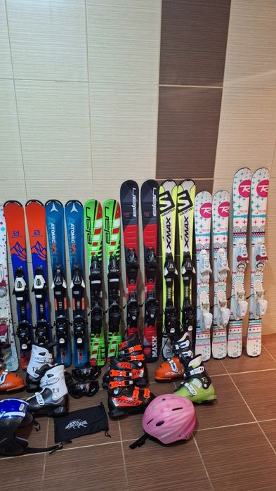 Set schiuri copii 110cm- clapari ski-casca,bete