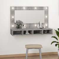 vidaXL Огледален шкаф с LED, сив сонома, 90x31,5x62 см 820458