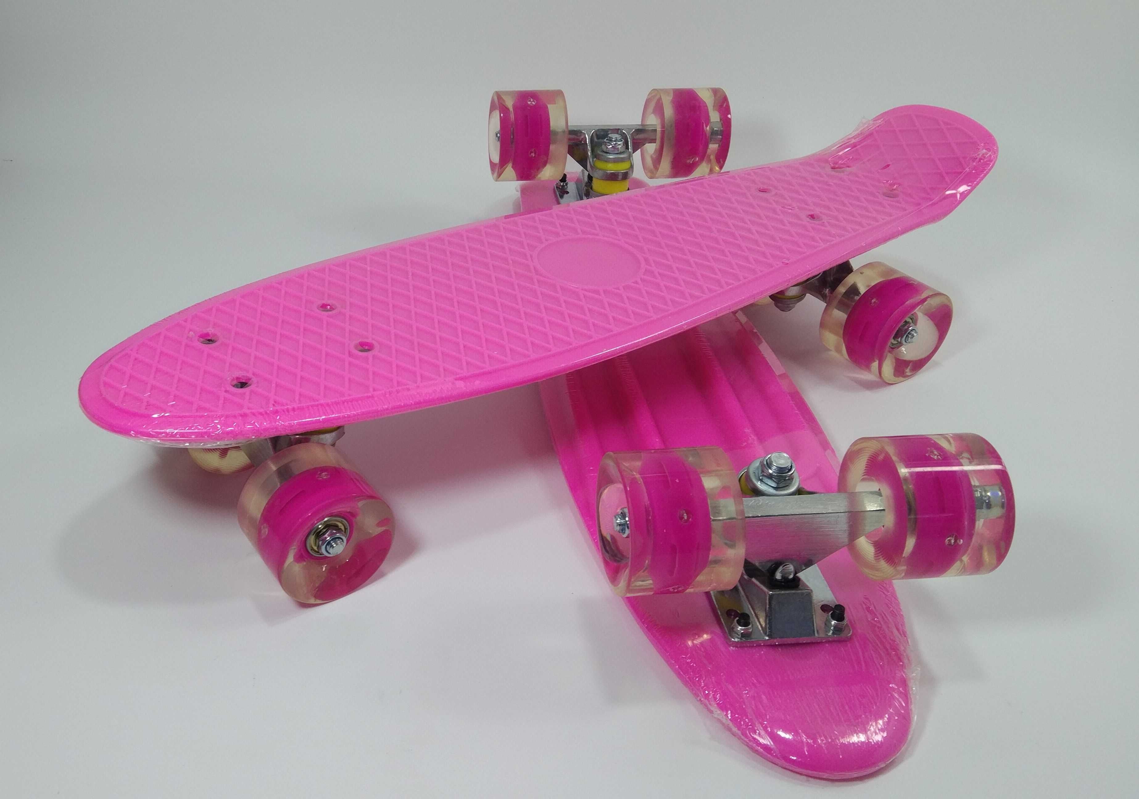 Розови цикламени светещи пениборди скейтборд penny board / пениборд