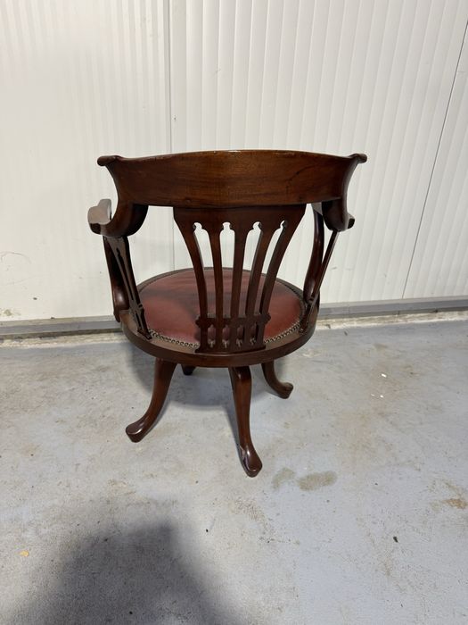 Fotoliu de birou din lemn cu piele