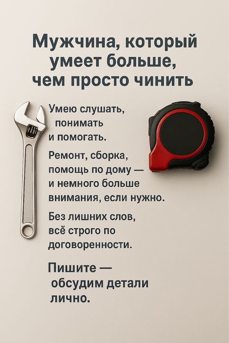 Муж на час который умеет больше чем чинить…