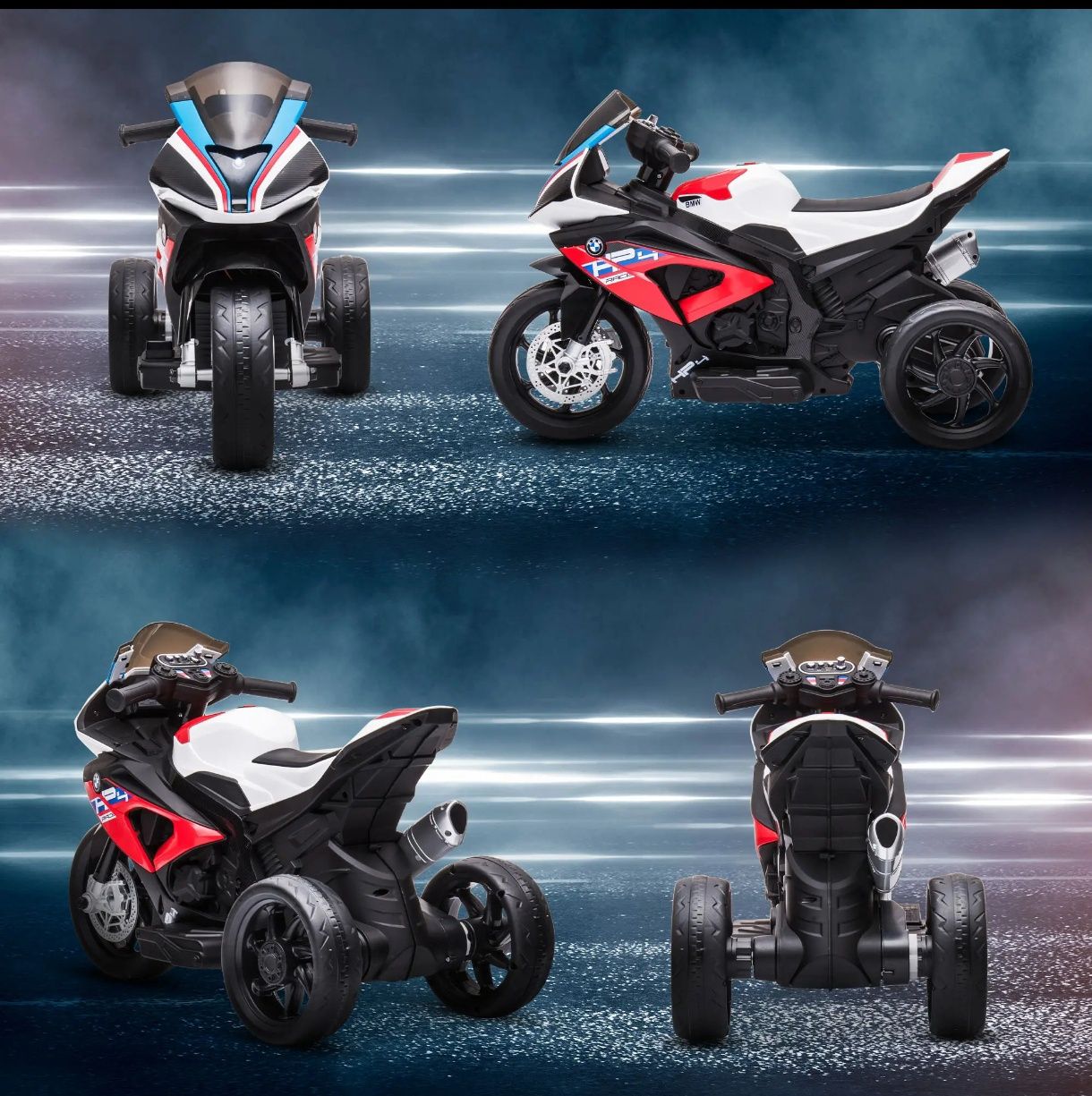 Детски електрически мотоциклет BMW HP4, 82.5x42x54 см,музика, до 30 кг