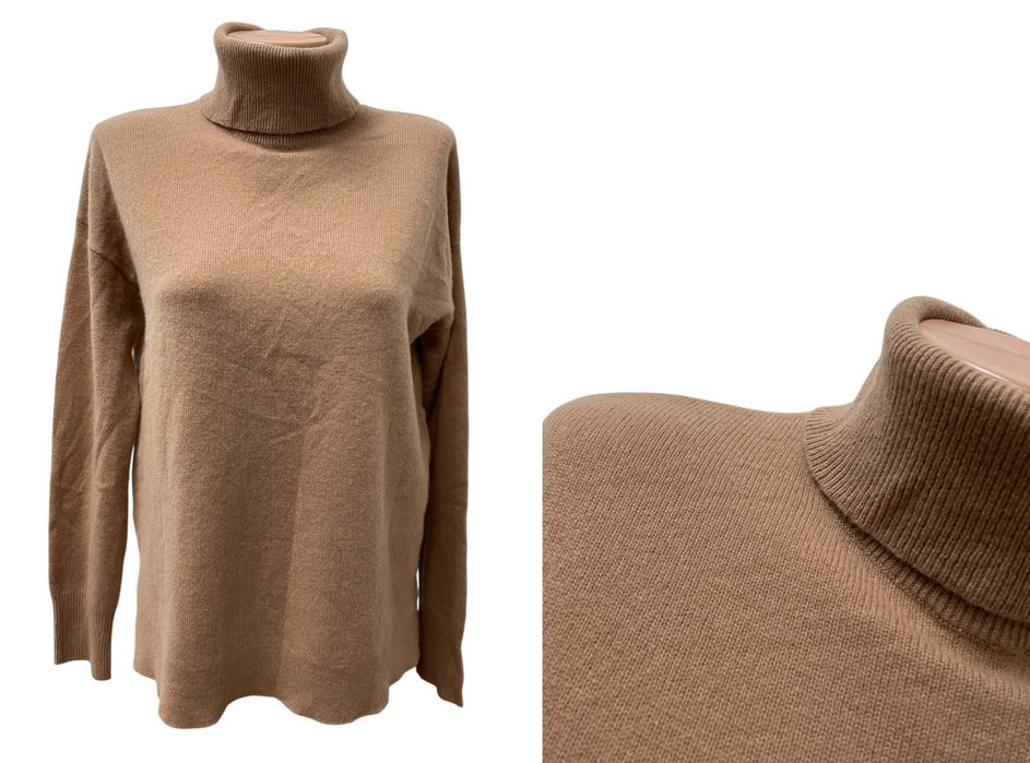 HALOGEN размер M дамски кашмирен пуловер 100% КАШМИР поло яка бежов