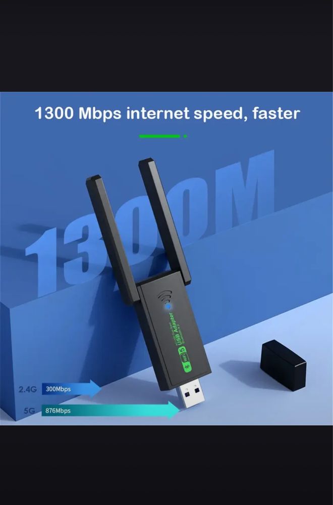Wi fi адаптер скоростной 1300 ГГц+ Bluetooth