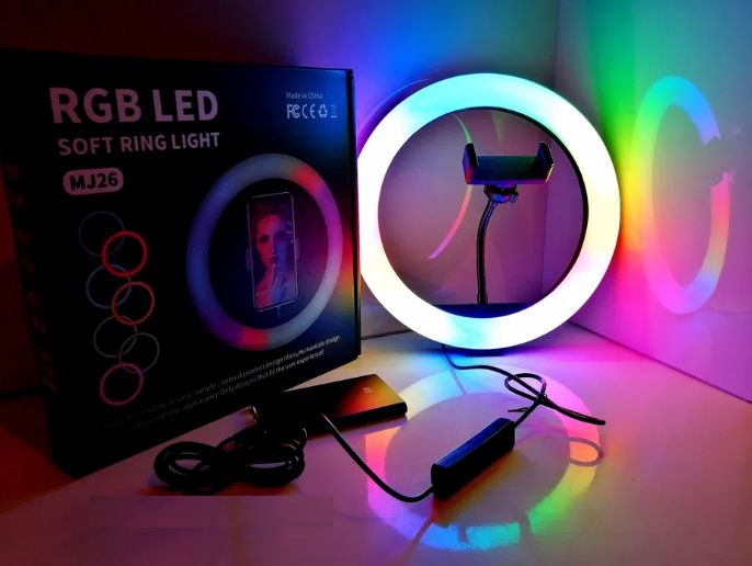 + Подарок! Цветная Селфи Кольцевая Лампа 20см LED RGB tik tok likee