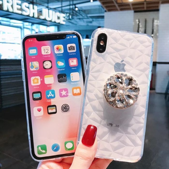 Husa din silicon si suport cu pietricele pt Iphone XR , XS Max