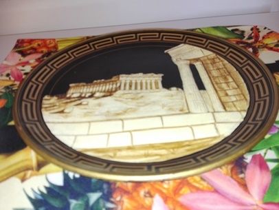 Гръцка чиния за стена с Партенона, с релефно изображение, ръчна израб.