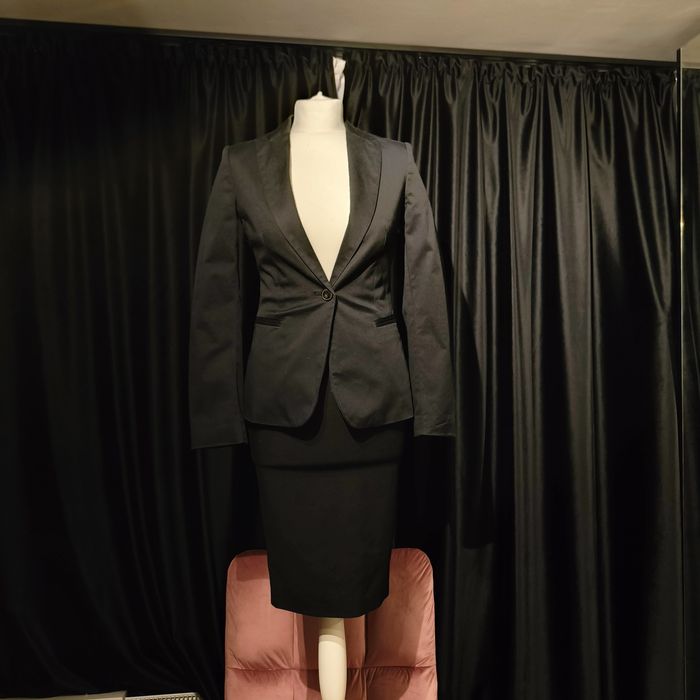 Sacou si fusta Zara 34 XS nou negru bodycon