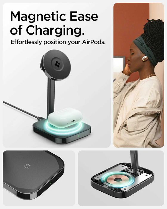 Stand incarcator MagSafe wireless metalic Spiegen pt iPhone + AirPods