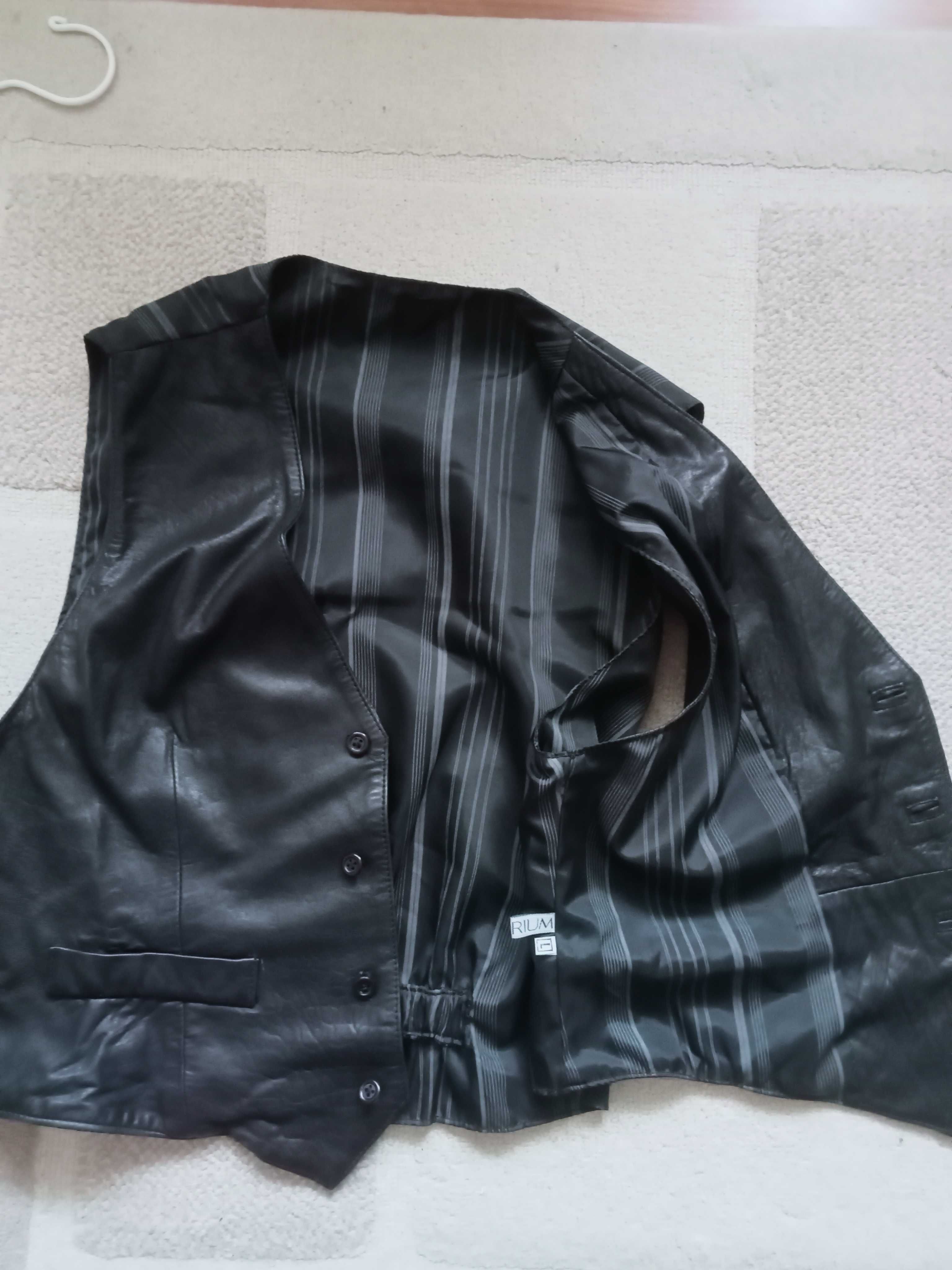 Vestă din piele neagră pt femei, Mărime L
