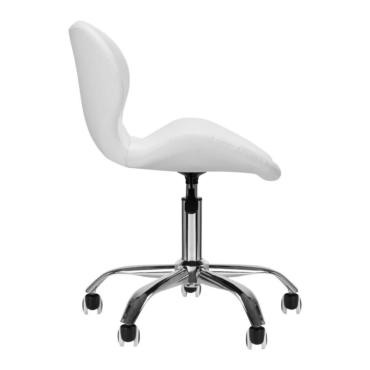 Козметичен стол - табуретка с облегалка QS-06 42/54 см - бяла /черна